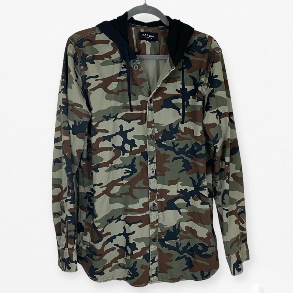 PacSun Men's Camouflage Camo lightweight Jacket Coat with Hoodie M